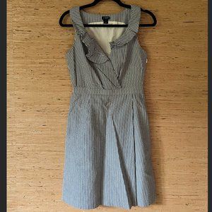 J. Crew Seersucker Ruffle V-Neck Dress | Size 0